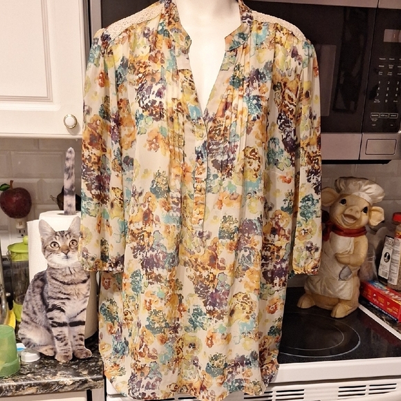 a.n.a Multicolor Abstract Blouse Size 3X - Picture 1 of 4